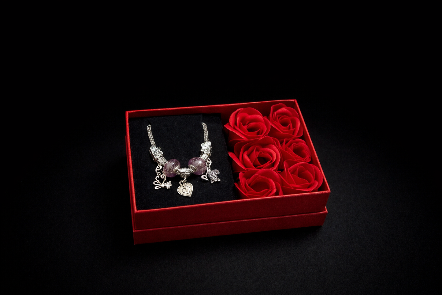 ❤️	Cadou Romantic cu Argint 925 și Trandafiri Parfumați❤️