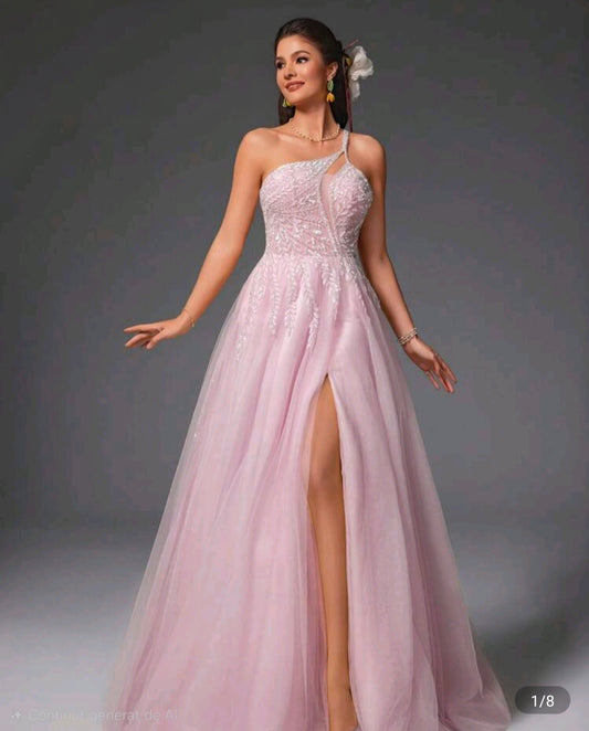 💖Rochie de Seară Glamour Roz Prăfuit ✨